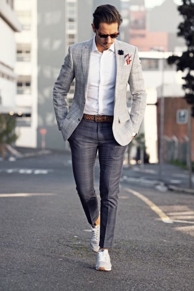 blazer slim com calça jeans