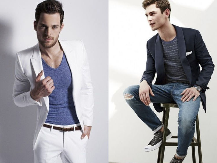 blazer camiseta e calça jeans