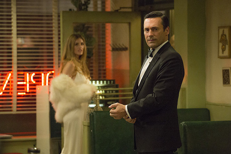 Maliabeth Johnson as Audrey and Jon Hamm as Don Draper - Mad Men _ Season 7B, Episode 8 - Photo Credit: Michael Yarish/AMC