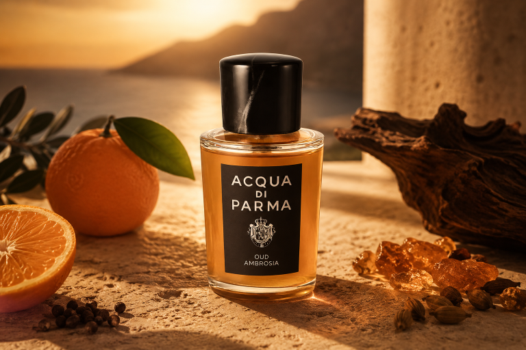 Acqua di Parma lança Oud Ambrosia com notas cítricas, frutadas e amadeiradas